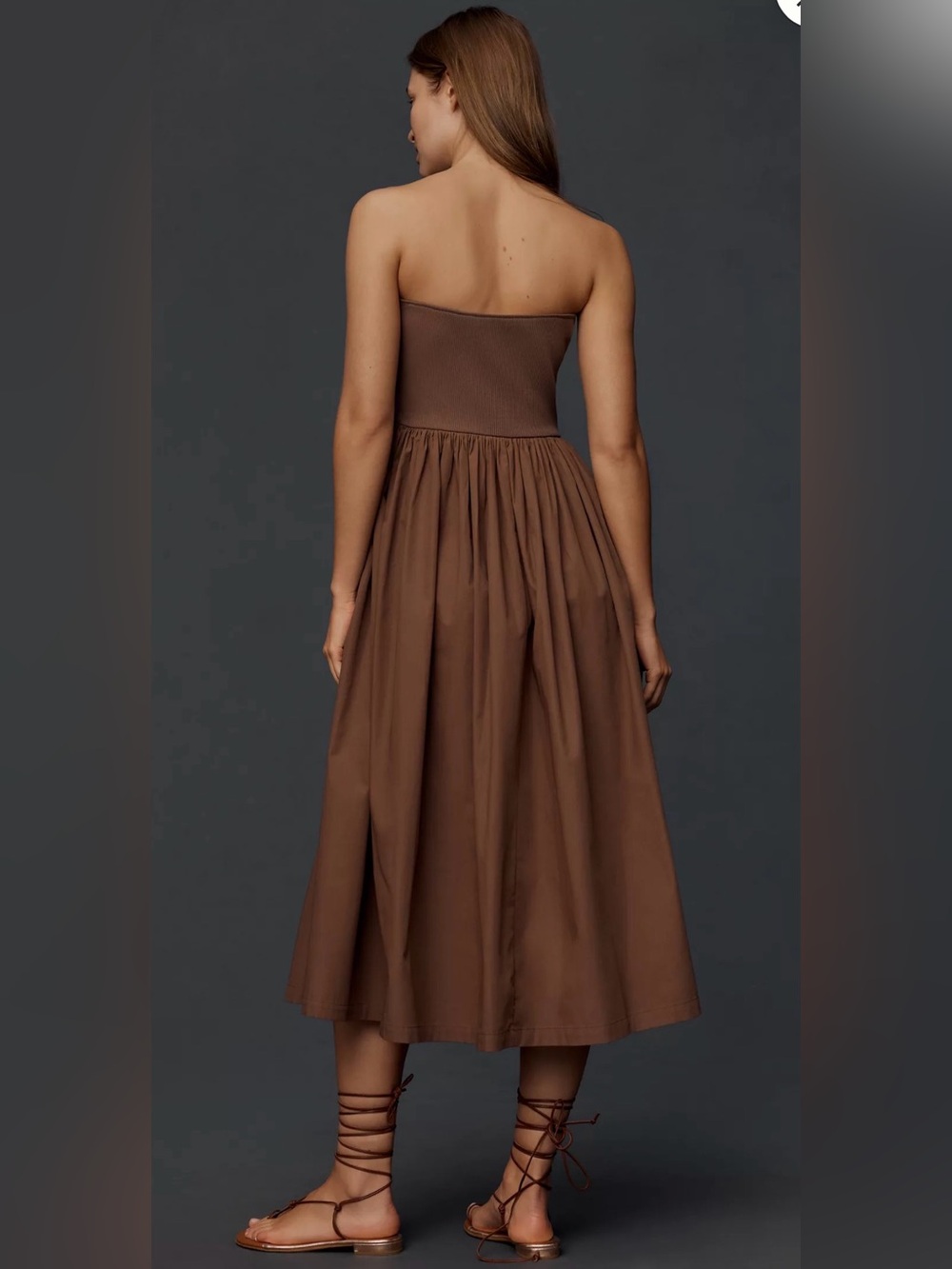 By Anthropologie Strapless Basque-Waist A-Line Midi Dress Brand New Large - Picture 3 of 12